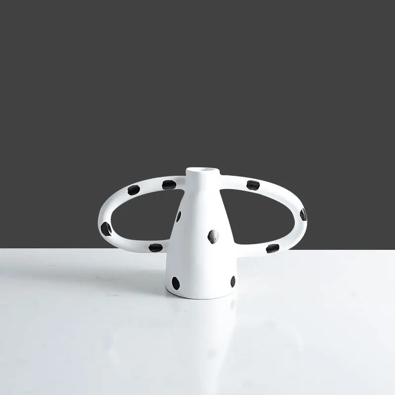 Interior Accessories Black And White Polka Dot Flower Vase Home Hallway Dried Flower Arrangement Decoration Resin Vase