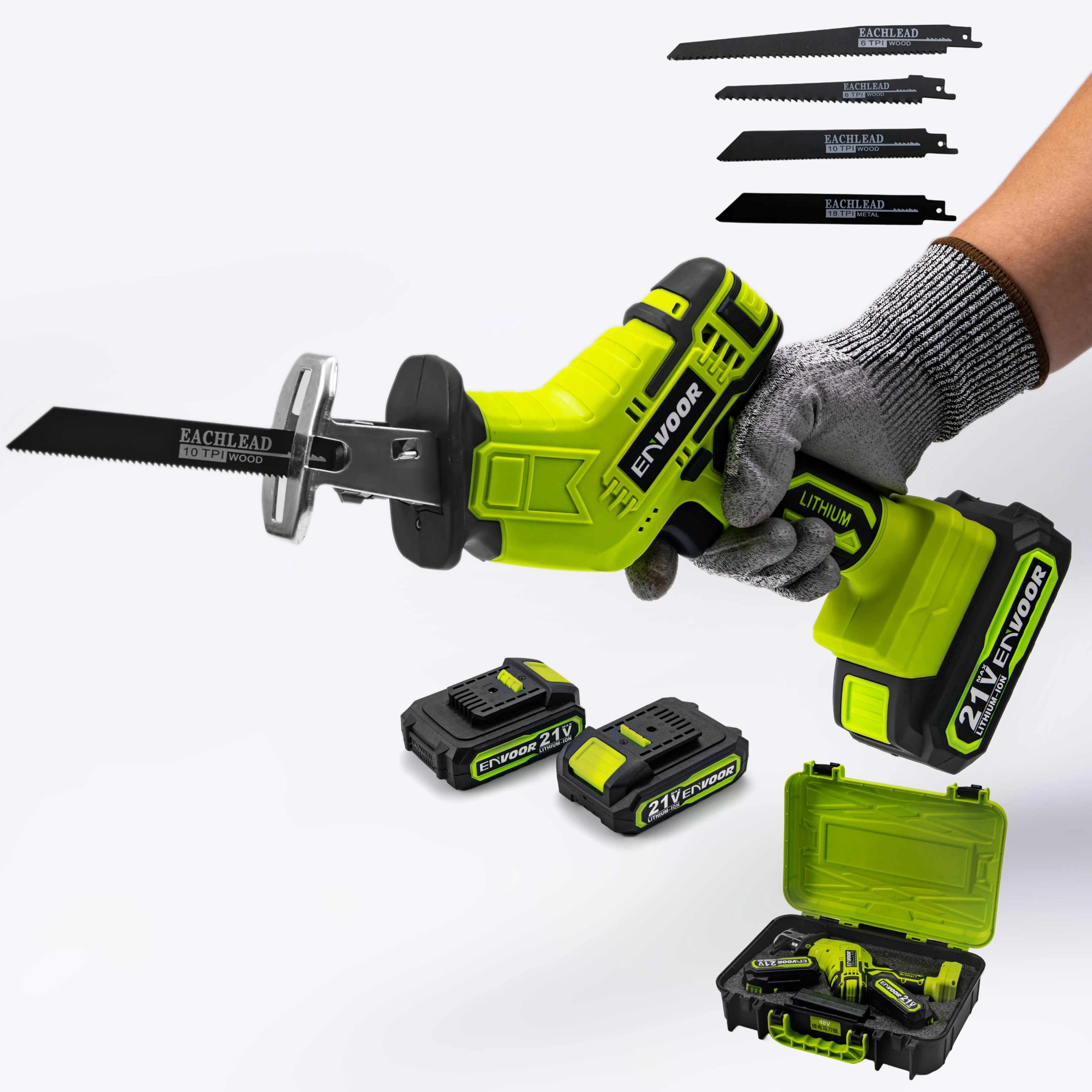 High Power Lithium Cordless Saber Saw Electric Reciprocating Saw Wood Metal PVC Tube Cutting Blades Handheld Mini Electr
