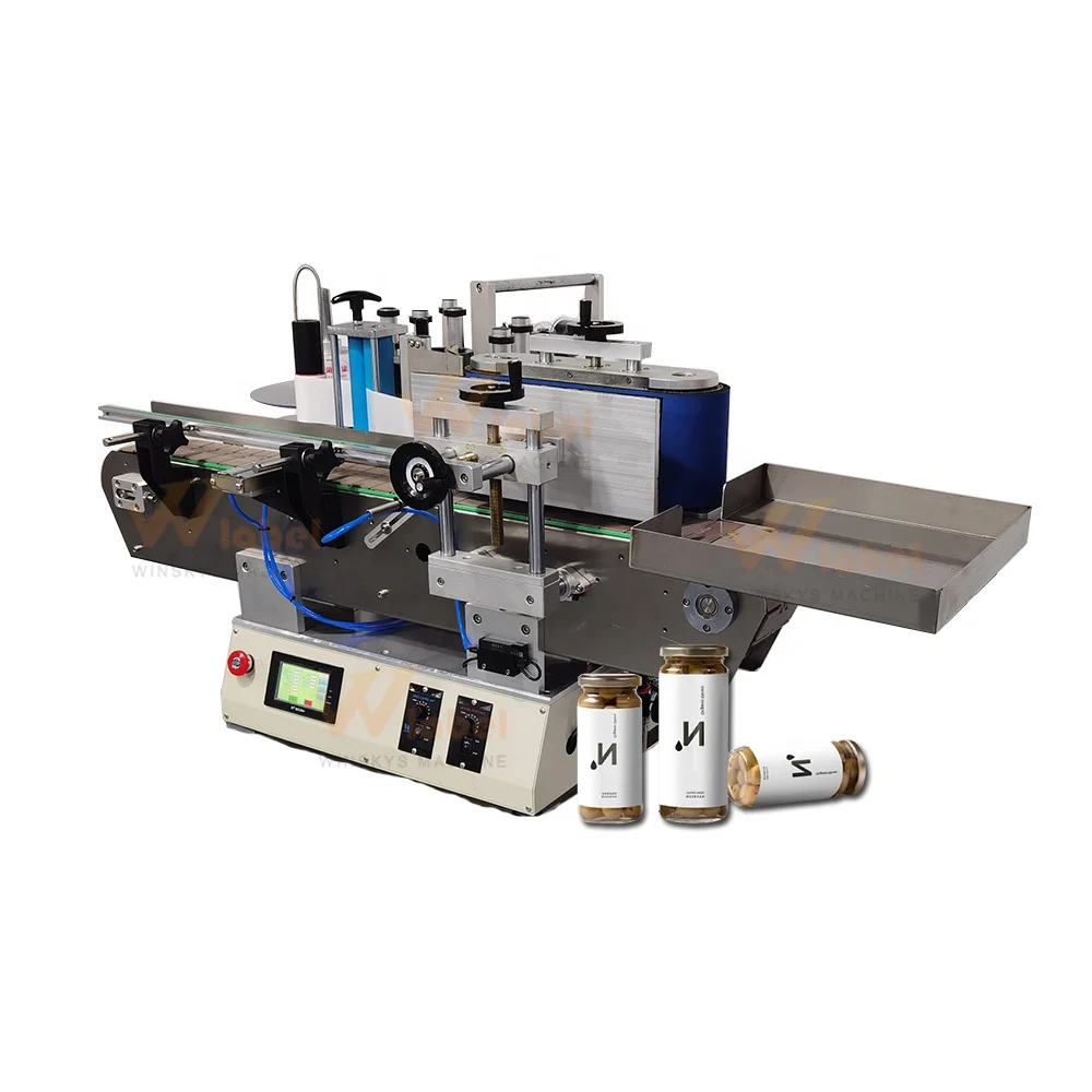 high speed automatic desktop sticking date inkjet printer tube cans vertical labeling machine for food and beverage