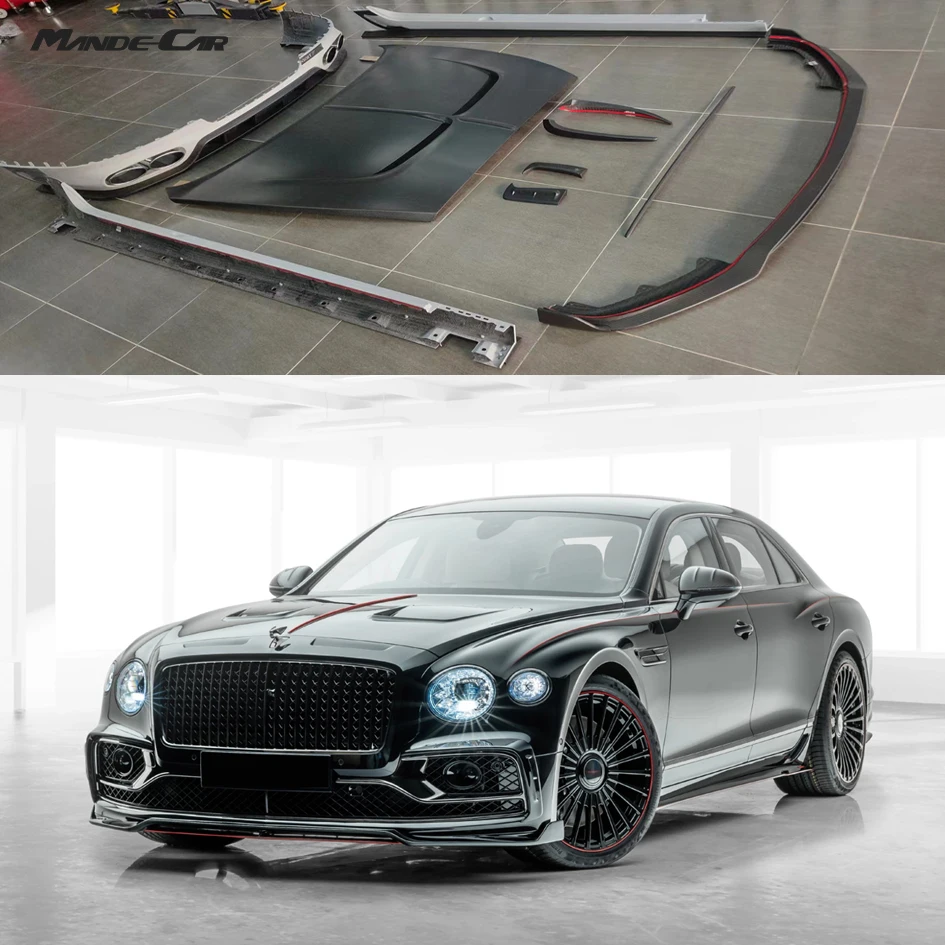 New Carbon Fiber MAY Style Front Fender Rear Diffuser Side Skirts Car Part Suitable For Bentley Flying Spur 2020-2023 Modified