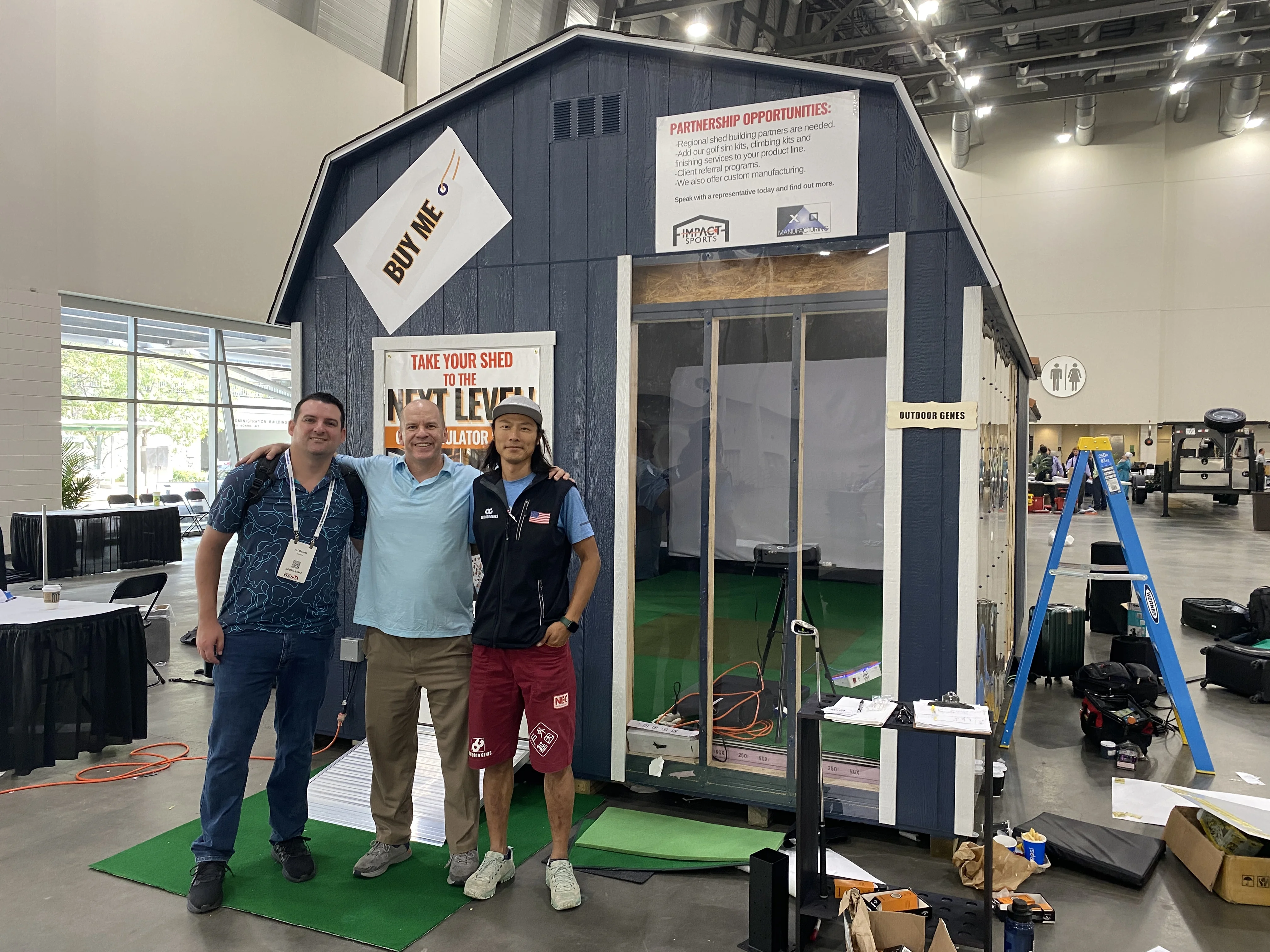 IMPACT SPORTS-Seperate golf space-Wooden golfing shed waterproof shed with all , including golf projector, golf launch monitors