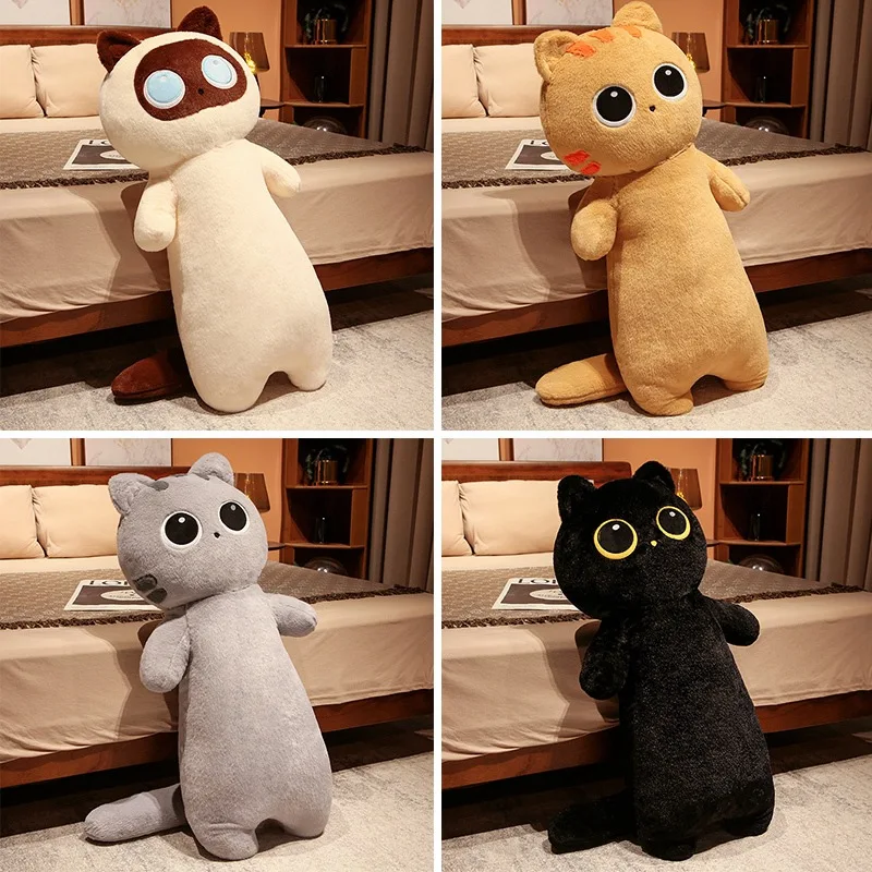 Factory Custom Kawaii Soft Long Body Cat Plushy Pillow Stuffed Plush Cushion Toys