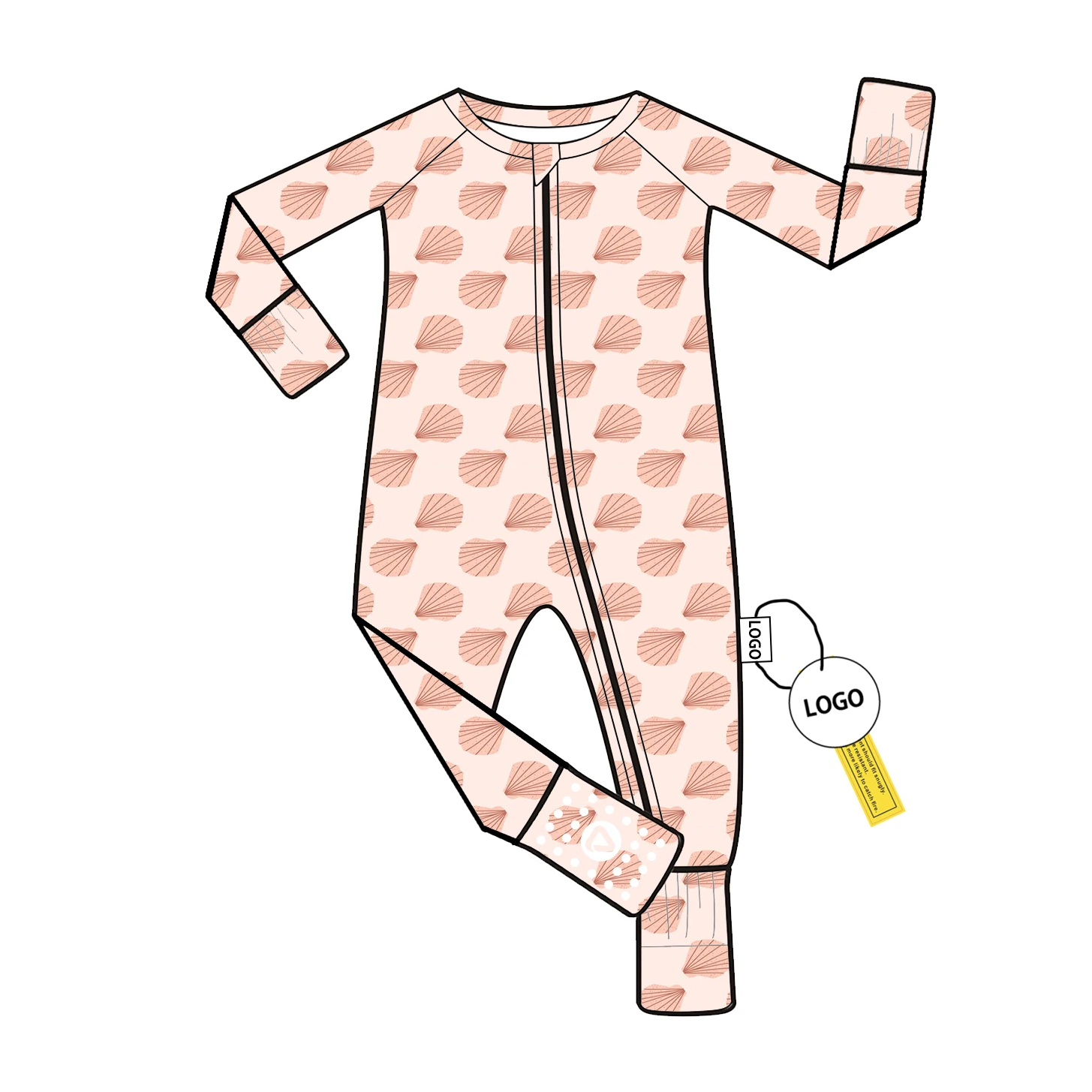 Bamboo Viscose Toddler Romper with Custom Print Sleepwear and YKK Zipper Footie for Newborns