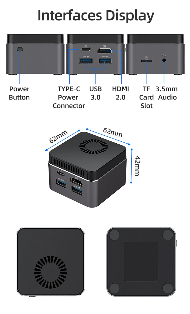 Hot Sale Sharerdp Mini PC J4125 8GB Pocket Mini PC Win-dow10 Linux Barebone Pocket Mini PC for Gaming