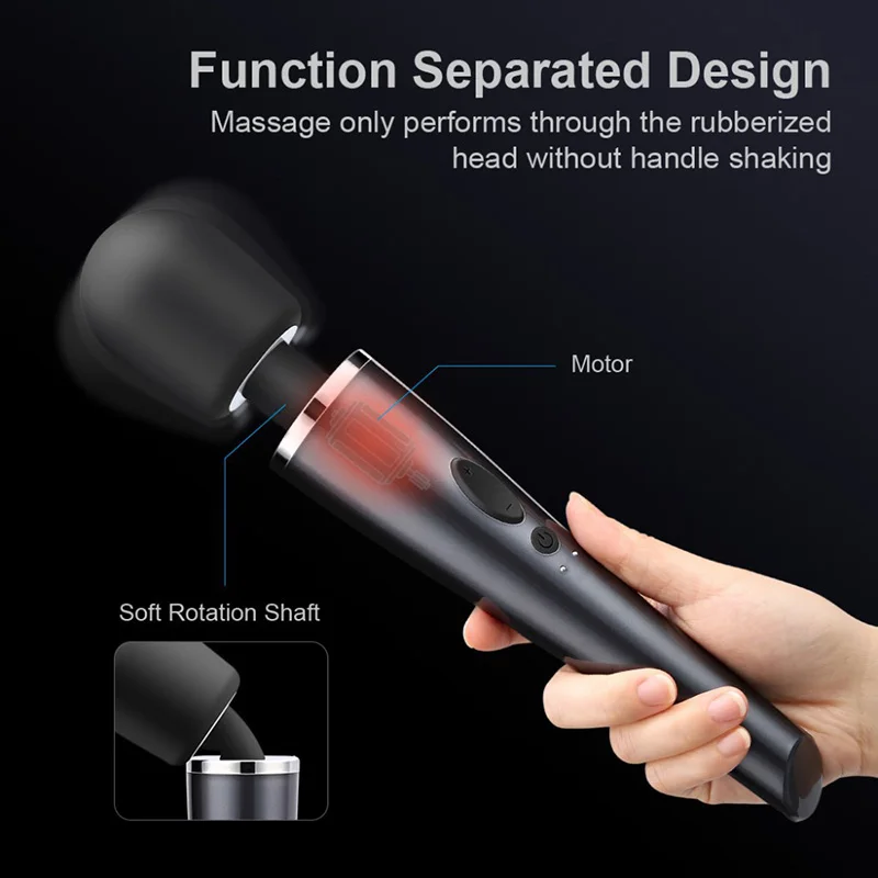 Powerful Massager with 10 Vibration Modes, Whisper Quiet, Waterproof, Handheld, Cordless for Neck Shoulder Back Body Massager