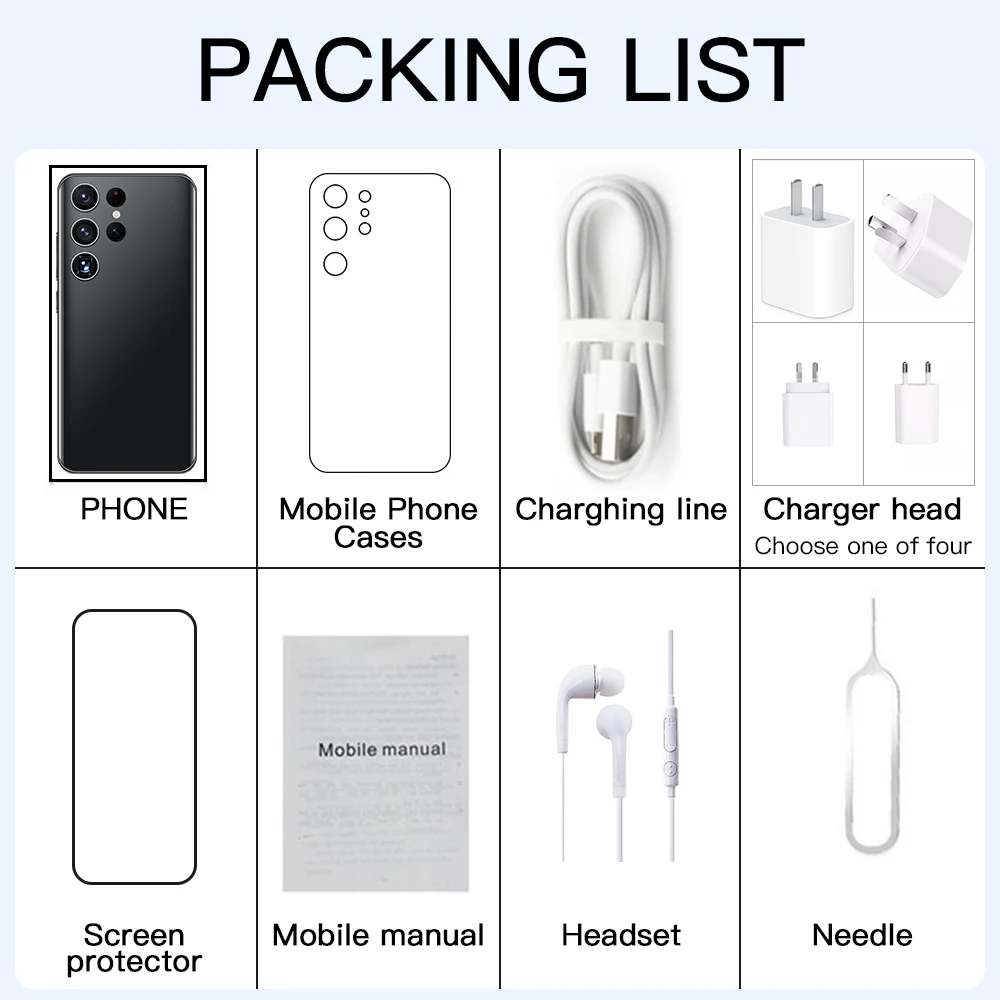 Hot Selling S23+ ULTRA Original 16gb+512gb 48MP+100MP Fingerprint Unlock 7300mAh Android 12.0 Cell Phone Smart Mobile Phone