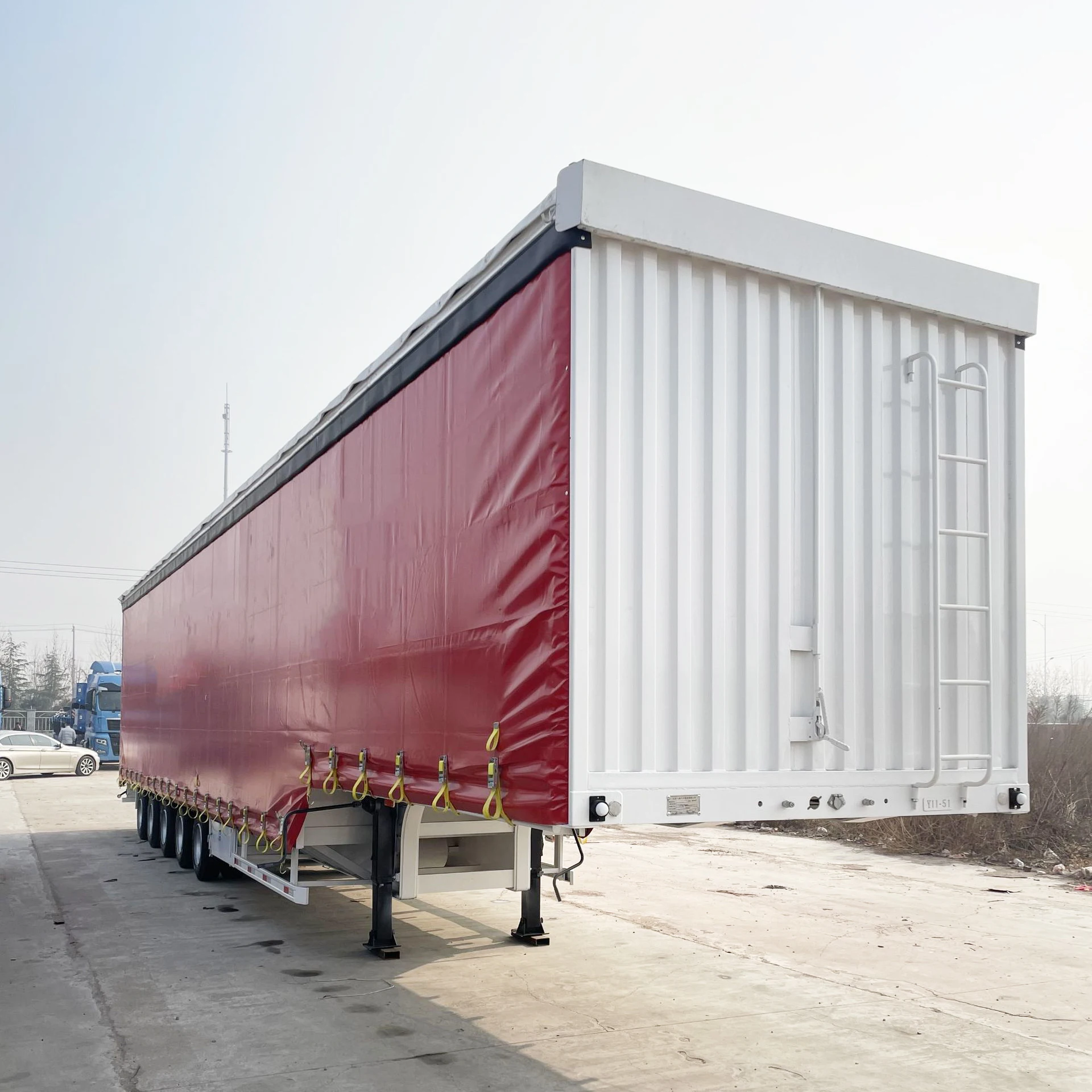 3 Axle 4 Axle Transport 40 Ton 60ton Dry Van Truck 40ft Pvc Curtain Side Open Semi Trailer