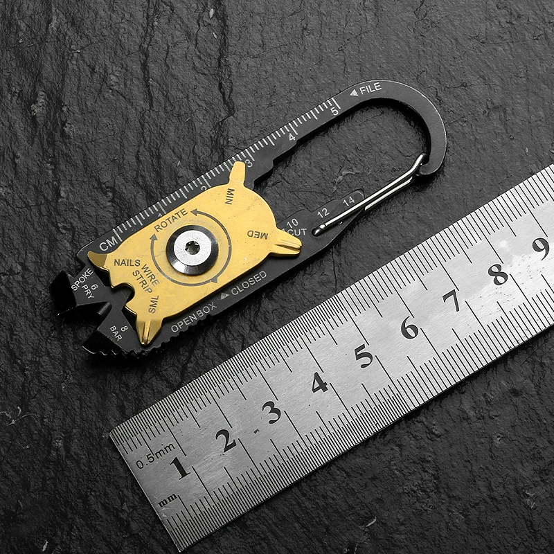 20-in-1 Multitool Carabiner Clip Keychain EDC Card Tool with Bottle Opener Bar Tactical Emergency Survival Gear for Hiking