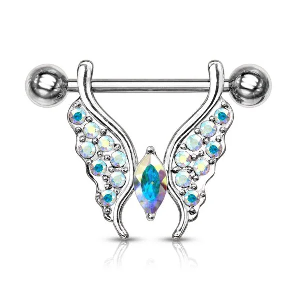 Wholesale 316L Stainless Steel Nipple Jewelry butterfly and marquise crystal Nipple Ring for Women