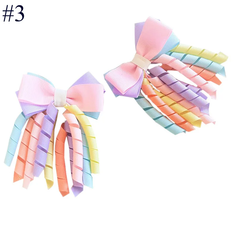 Shuoyang Curly Bow Hair Accessories Multi Colors Girls Ribbon Hair Bows With Elastic Hair Band