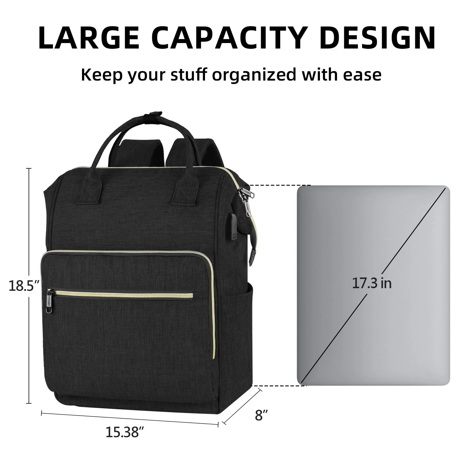 Custom USB Charging Travel Backpack College Backpacks Carry on Computer Bag Fit 15.6 Inch Laptop For Women