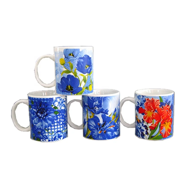 Ceramic Bamboo Mug  Wholesale  Festive Blue Style Printed Mug 320ml  Coffee Cups Ceramic Mug