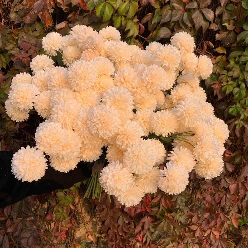 Wholesale Artificial Flower 4 Head Ball Chrysanthemum Crystal Onion Ball Wedding Floral Home Decoration