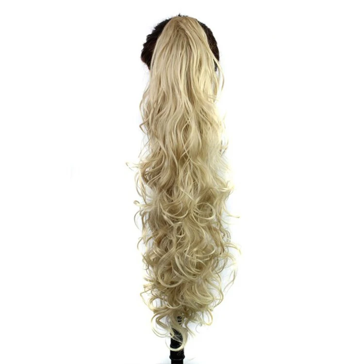  High Temperature Fiber Synthetic Afriacan Women Long Loose Wave Curly Claw Clip In Ponytail Hair Wigs