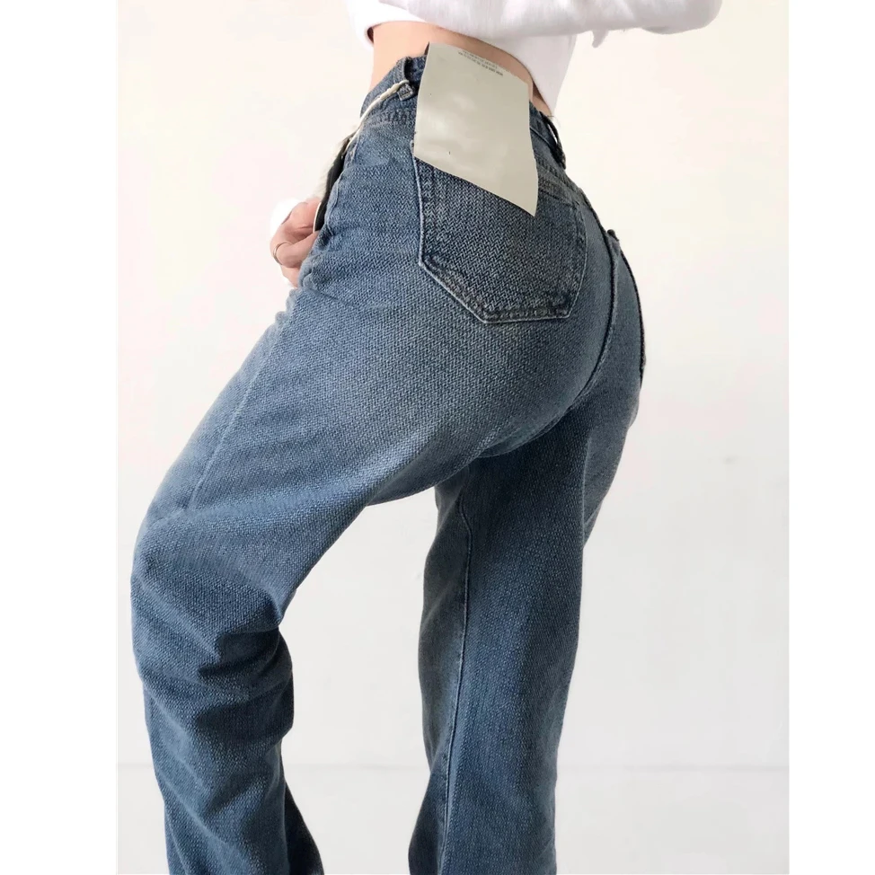 
Europe and the United States loose high waist show thin straight tube show high jeans women wide leg pants drape feel floor jean 