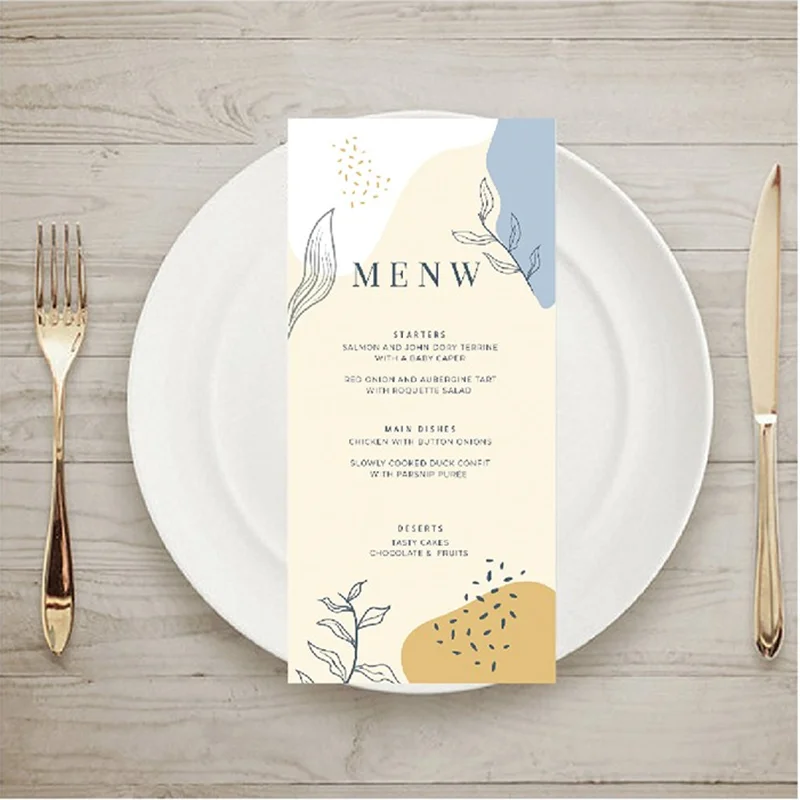 wedding menu card cusrom logo flora printing personalized text