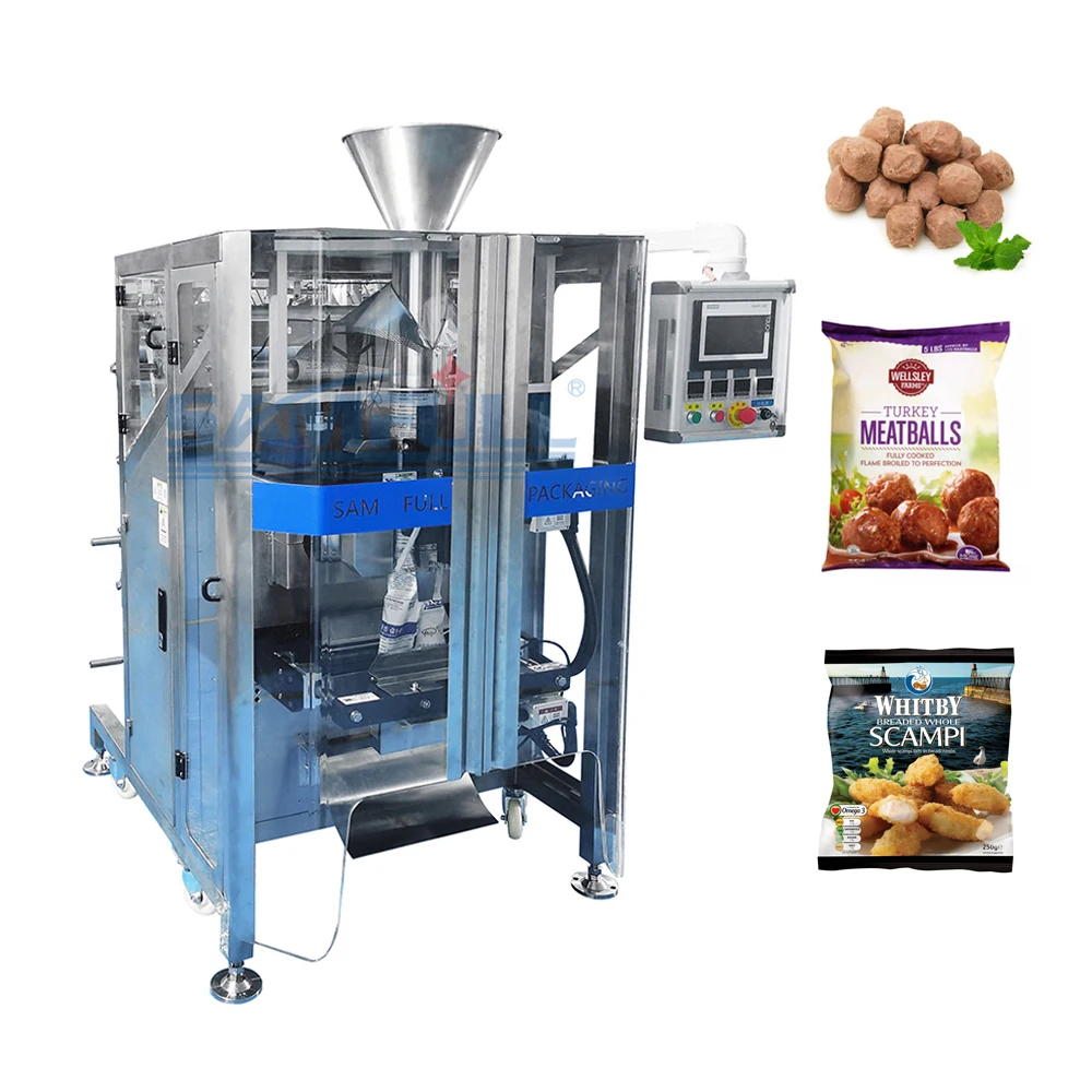 Automatic vffs chicken meat beef packing machine filling in nitrogen weighing frozen mutton chop packing machine