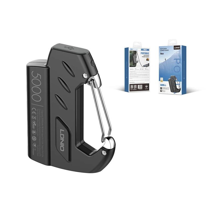 Hot Selling LDNIO PR522 Mini Power Banks with Keychain Portable Charger Travel Outdoors Mobile Phone 5000 mAh Power Bank