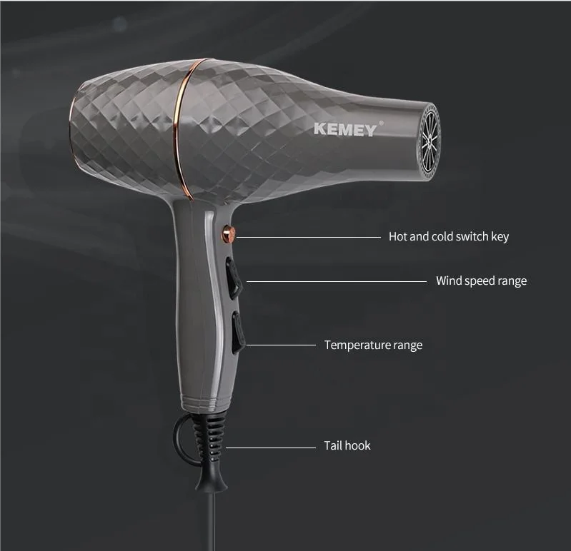 Профессиональный фен для волос салон kemey Km-9833 2000w СИД перезаряжаемые два шага стайлер