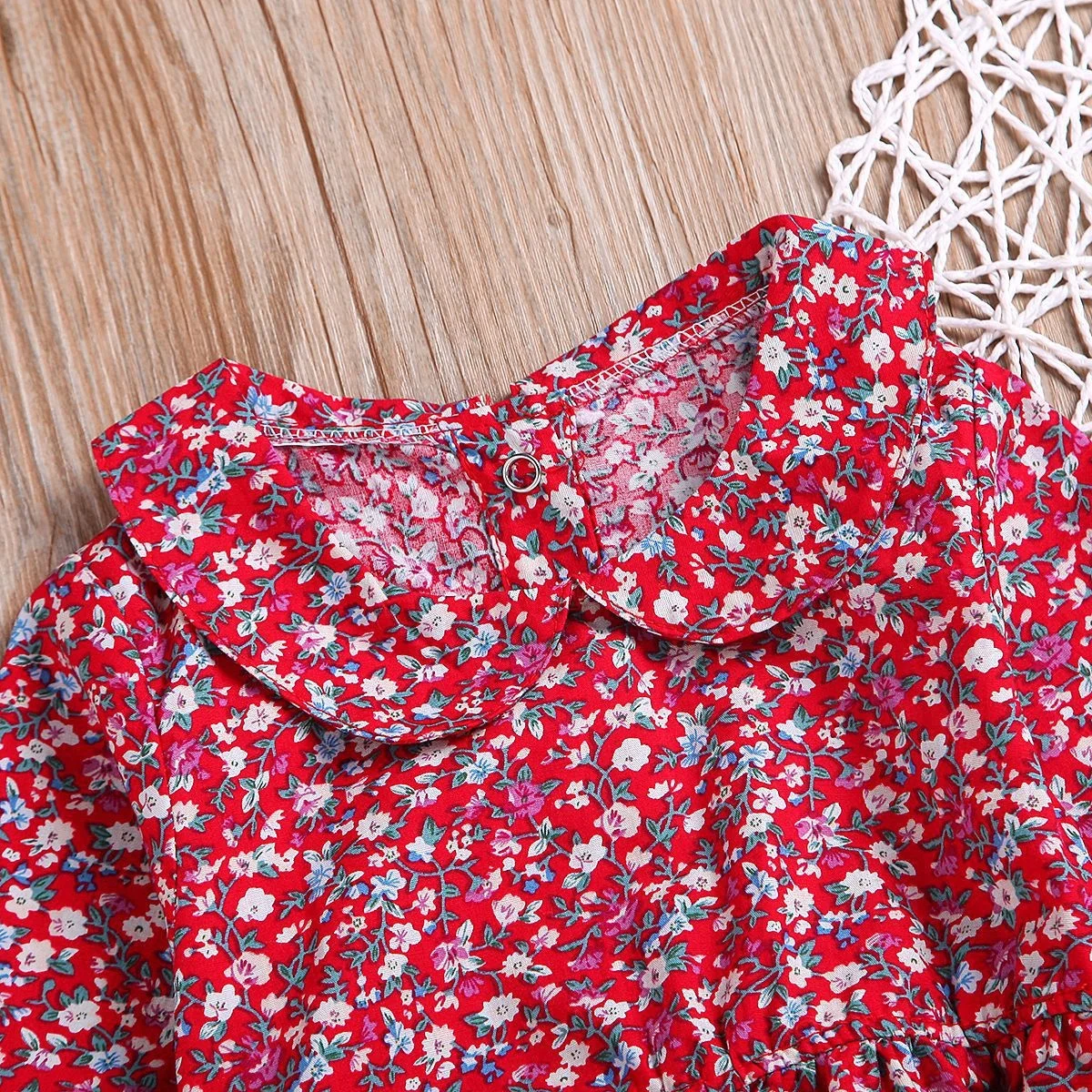 toddler romper crimson floral full sleeves bodysuits cute baby girl clothes with pan collar ruffle 6 month infant baby romper