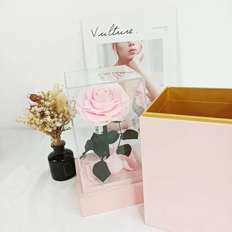 Акриловая коробка для розы SUMFLORA лидер продаж на Amazon товары forever rose производство акриловых консервированных роз рождественского декора