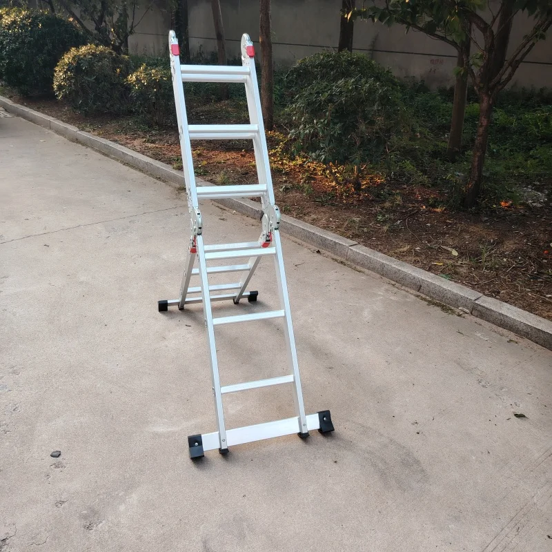 Heavy Duty 4.7M Multi Purpose Aluminum 4x4 steps Foldable Stairs Ladder escaleras de aluminio