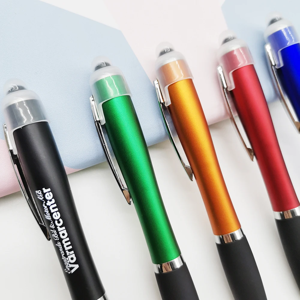 Plastic Promotional Gift LED Light up Touch Screen Pen Custom Laser Logo Stylus Ball Pen