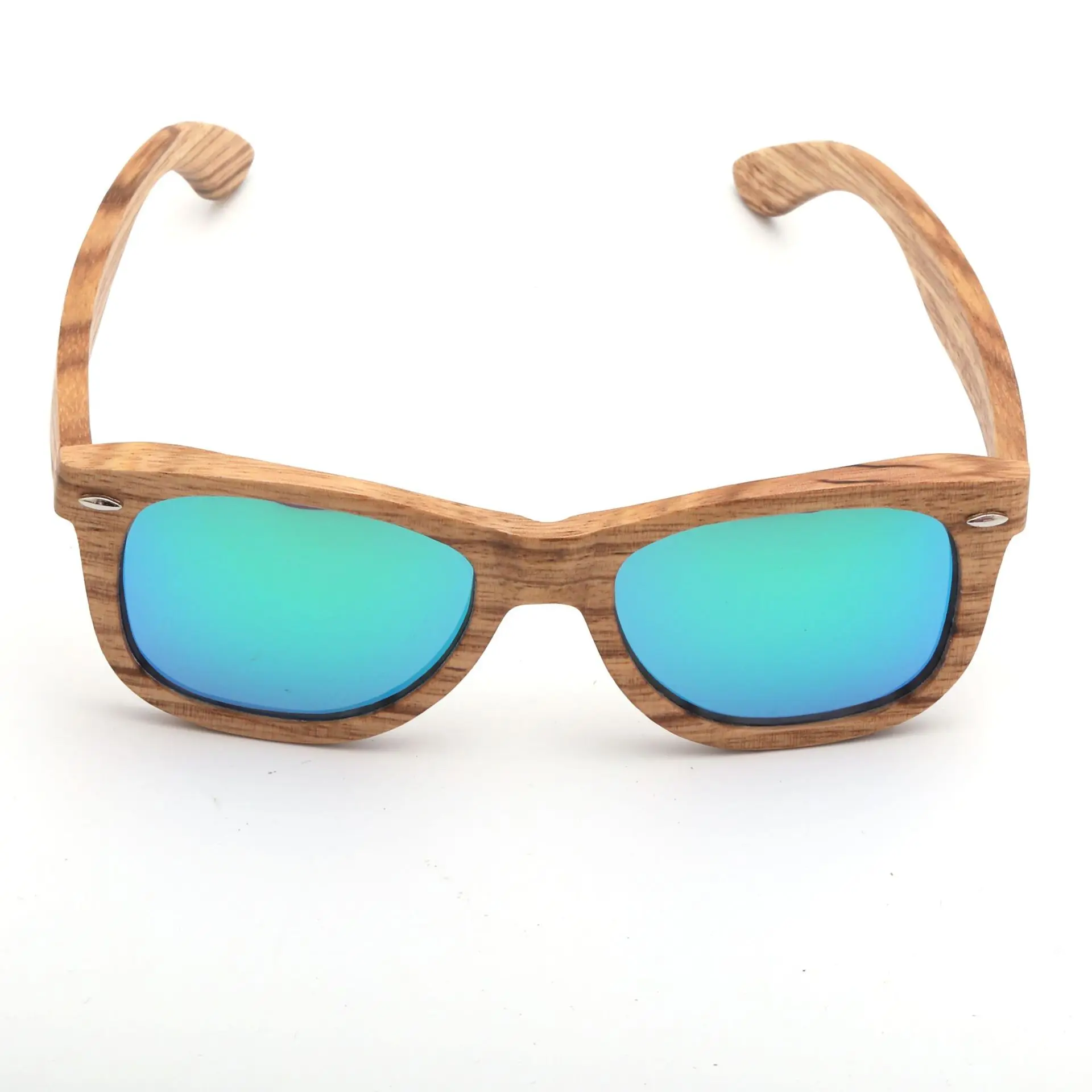 Top Selling China Suppliers Fashionable Custom Bamboo Wood Sunglasses Luxury Handmade Zebra Wooden Sun Glasses with Metal Rivet