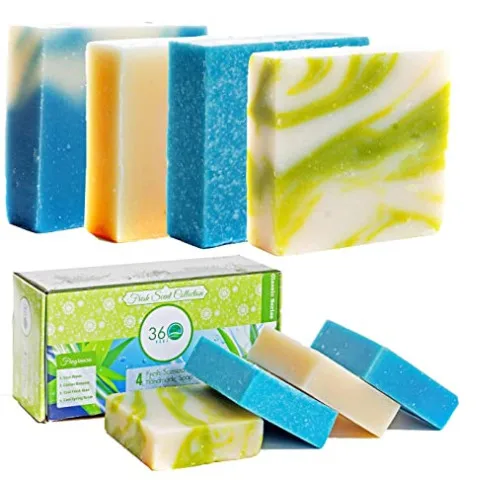 Amazon Hot Sale 4PC Customize Organic Skin Care Lightening Whitening Handmade Face Bath Body Bar Soap Gift Set