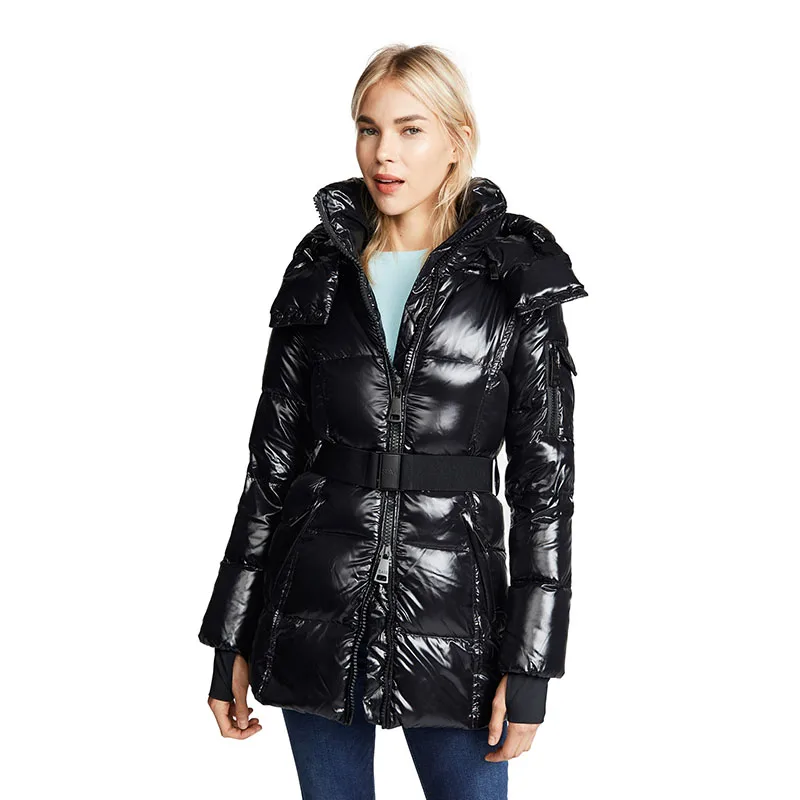 wholesale winter big raccoon fur collar duck down waterproof padded shiny goose bubble jacket women puffer down coat
