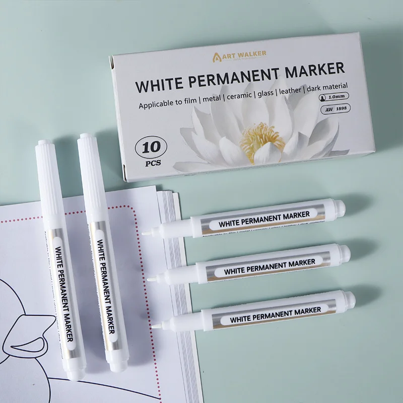 White marker pen Sketching and hooking lines White quick drying without fading art markers