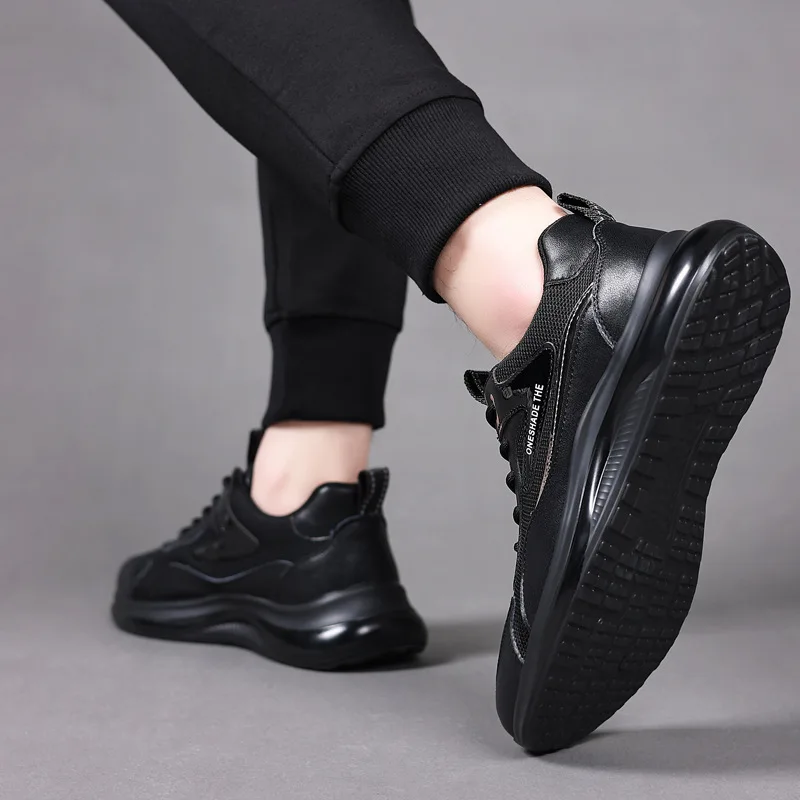New Leather Breathable Comfortable Wear-resistant Sports Shoes Fashion All-in-one Increase Platform Casual