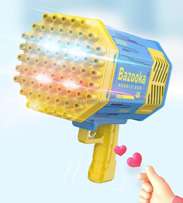 Bubble Gun 69 Holes Automatic Rainbow Rocket Boom for Kid Light Up Bubble Machine for Wedding party