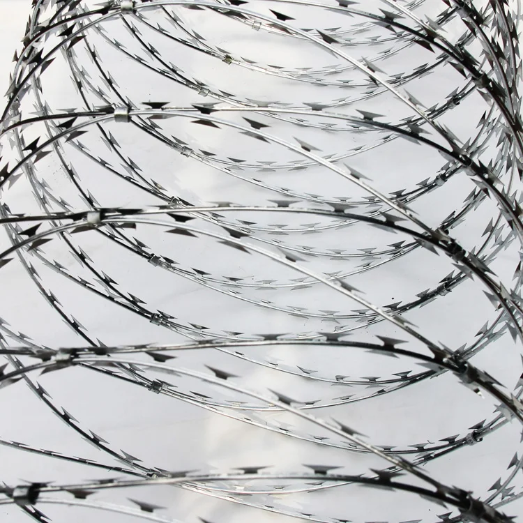 Clipped Concertina Helical Wire,Razor Wire Roll Weather and Water Resistant Galvanized Steel for Secure Sites