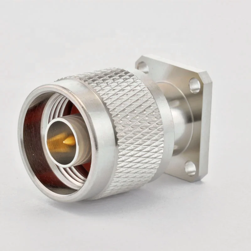 10GHz N Plug Male coaxial rf connectors, 4 Hole Flange with Slot