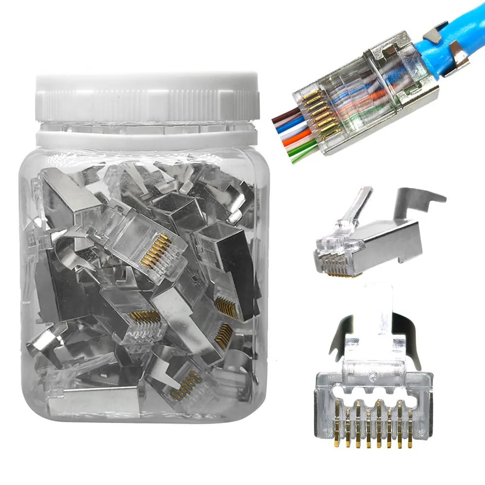 Ethernet Network cable Toolless Modular rj 45 Cat 7 pass through plug stp ez 8P8C Cat7 RJ45 Connector Plug