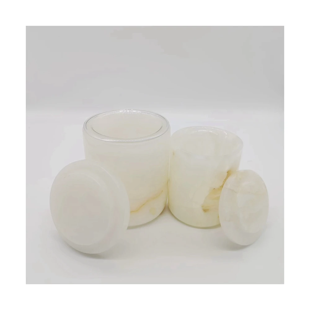 Wholesale luxury white Onyx candle holder candle jar with lid