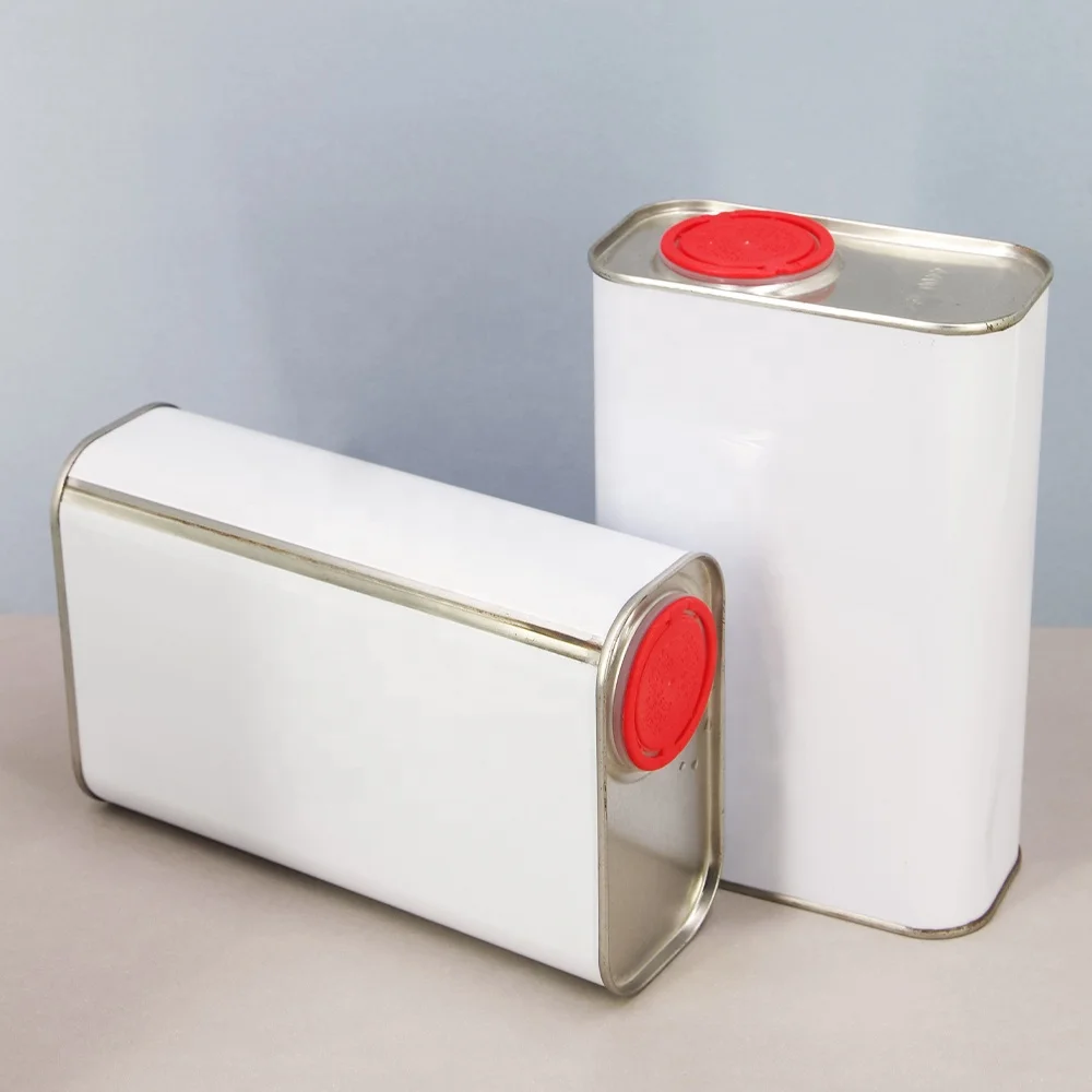 Wholesale 1L Rectangular Metal Tin Container Empty Engine Oil Tin Can With Plastic Cover