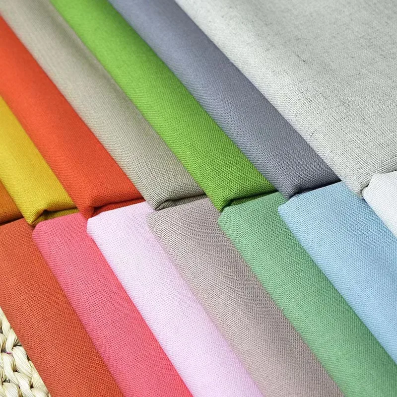 Fabric manufacturers 55% Linen 45% Cotton blended fabric solid dyed nature fabric breathable and cool for garment