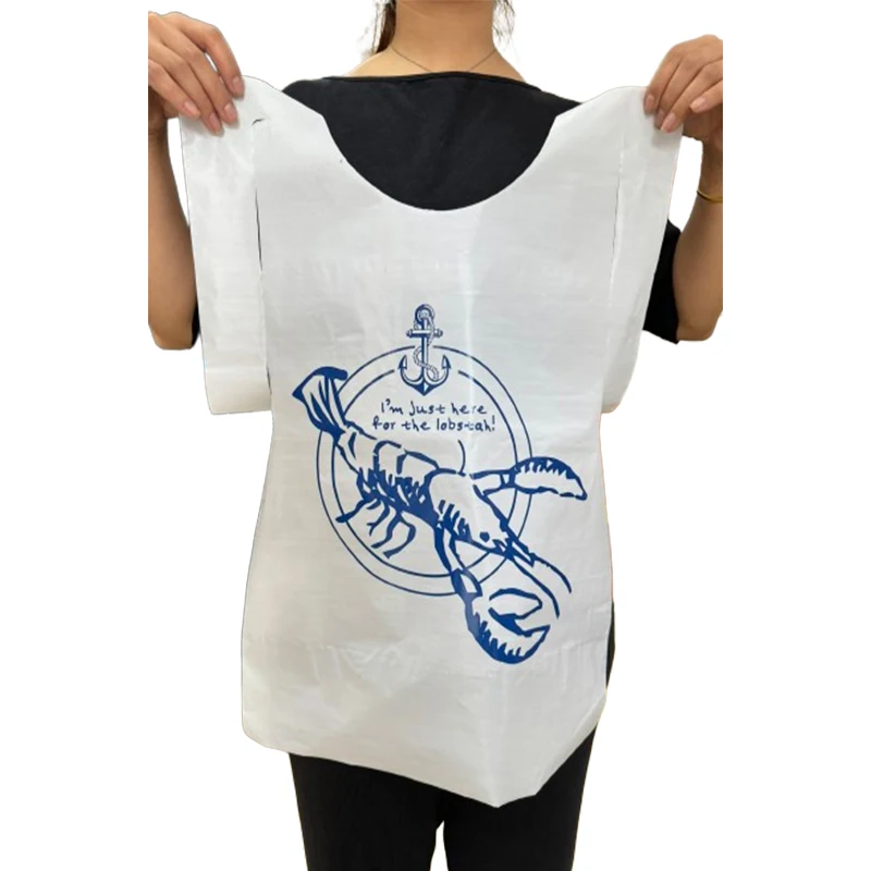 Wholesale Custom Adult Clothing Protectors Plastic Lobster Bibs Plastic Apron Crawfish Bib For Restaurants