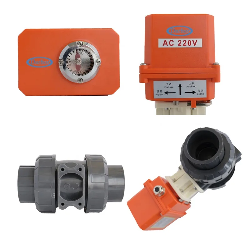 2 way manufacture PVC electric clamp ball valve double union 24v 220v