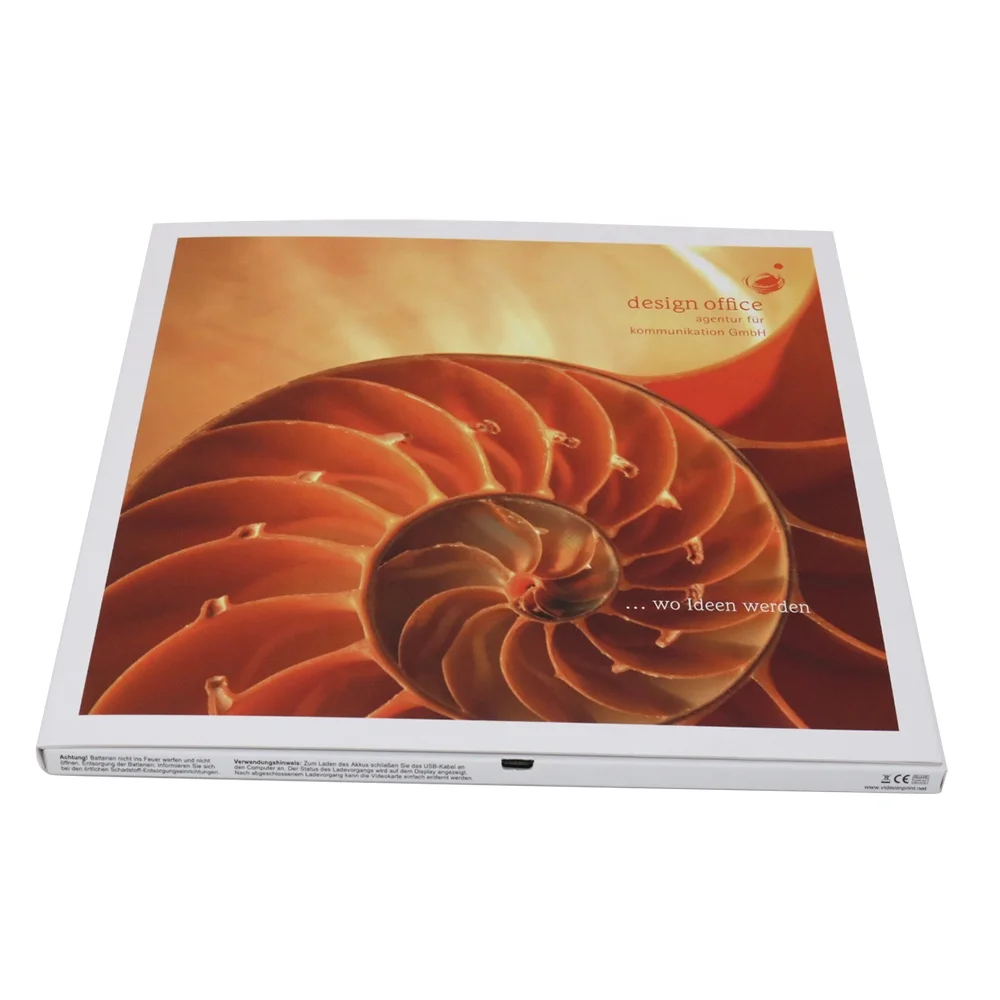 Free sample lcd screen video brochure sleeve  a4 video brochure cards customize 2.4 inch video gift brochure box kit card