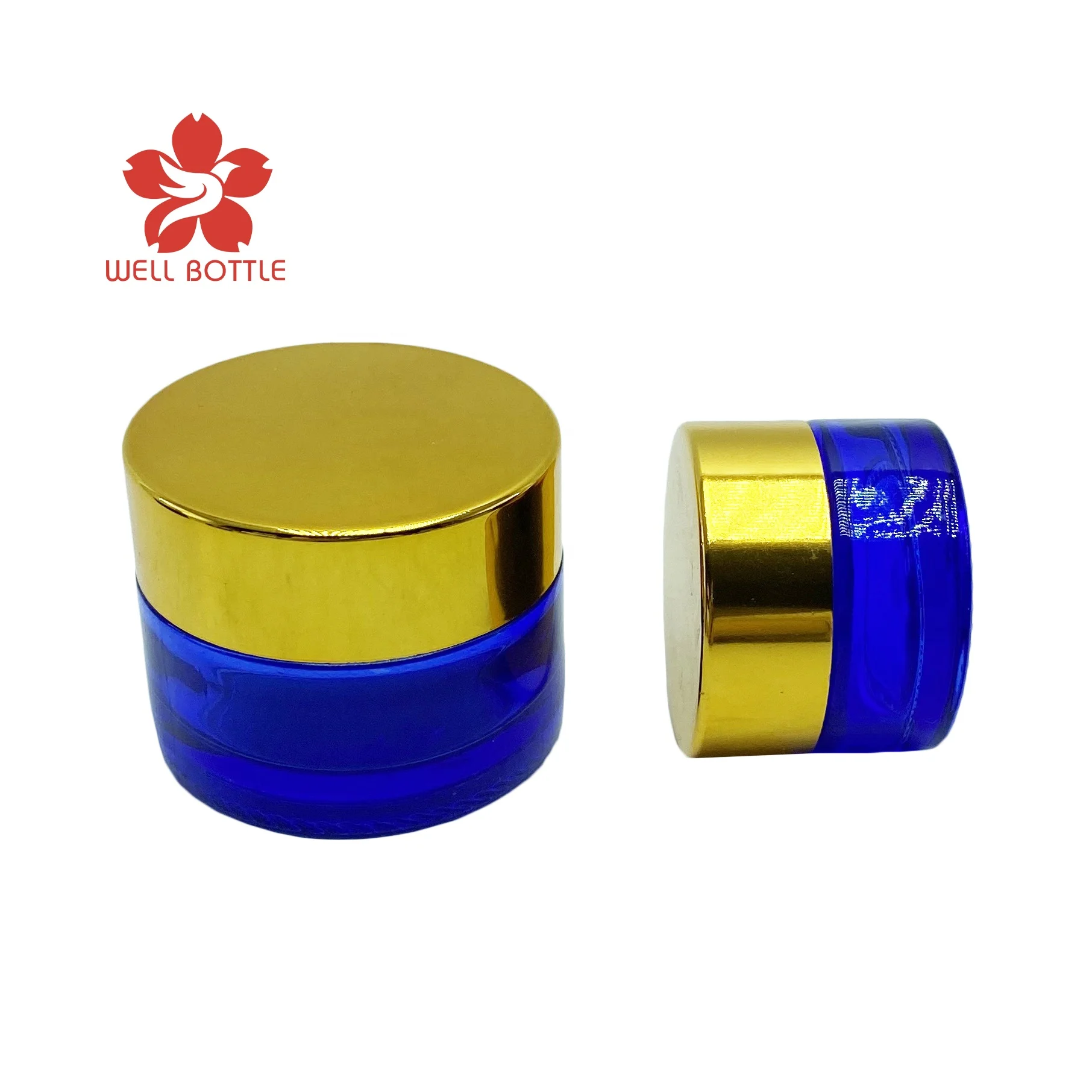 5ml 10ml 15ml 30ml 50ml 100ml 120ml blue custom cosmetic cream glass jar for lip balm body butter bath salt packaging GJ-53B