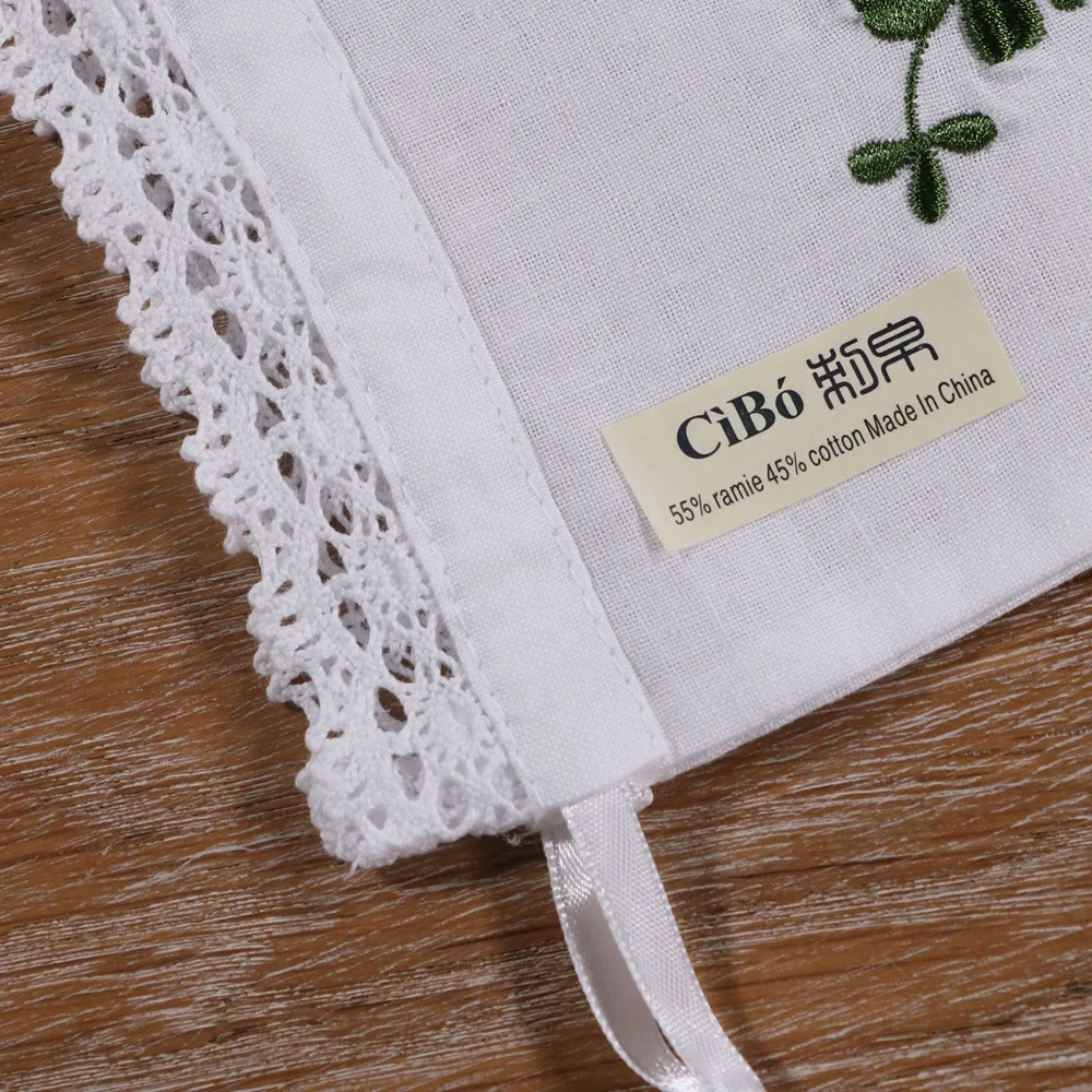 B016 White Ramie  CottonCotton Lace pocket mouth  Gift Sachet bags Travel storage  pouch Drawstring bags