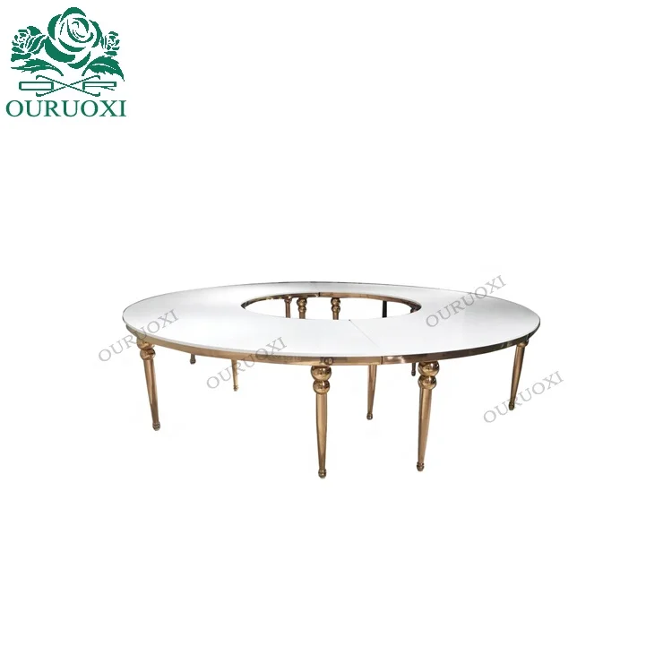China supplier Rose Gold Stainless Steel Frame S Shape Wedding Table For Banquet