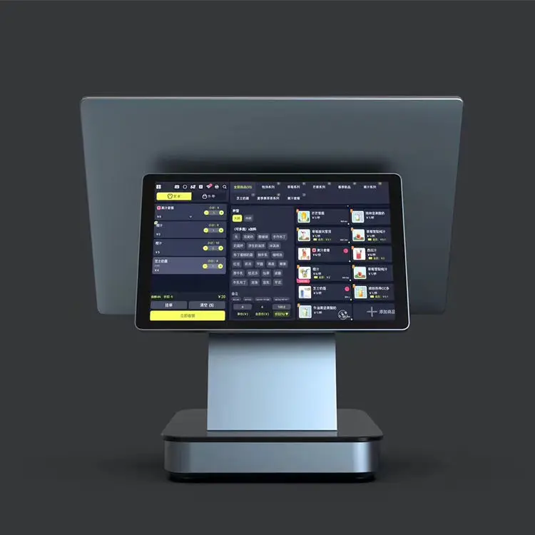 Android 11 Pos Systems 15.6 Inch Touch Dual Screen Slim Thickness Aluminium case All in One Cash Register Terminal Machine