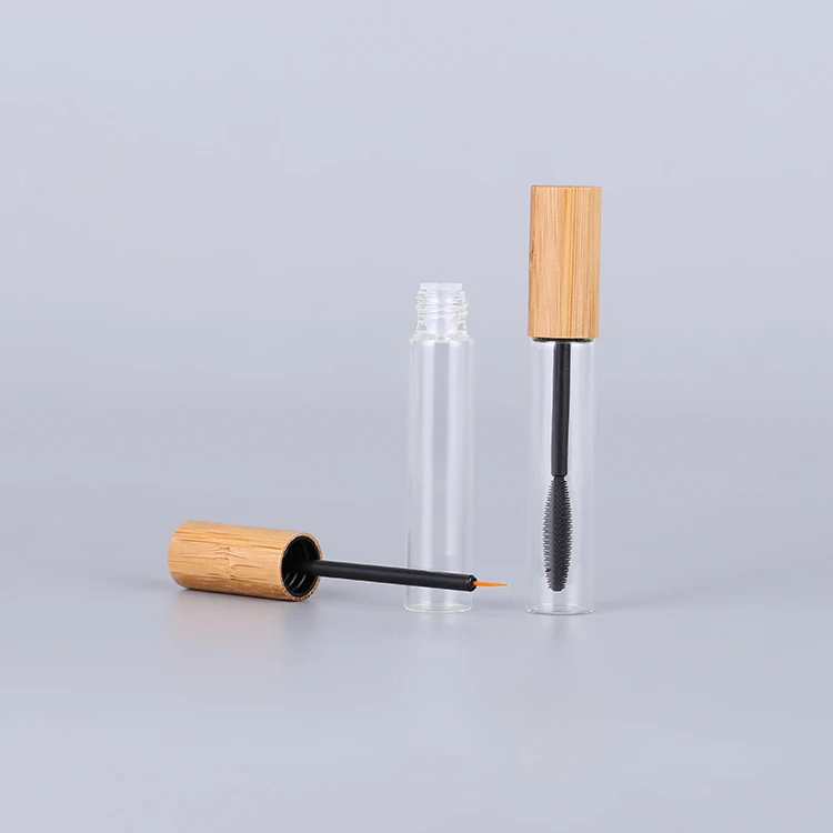 10ml Mascara Container Packaging Customize Luxury Bamboo Glass Empty Mascara Tubes with Brush