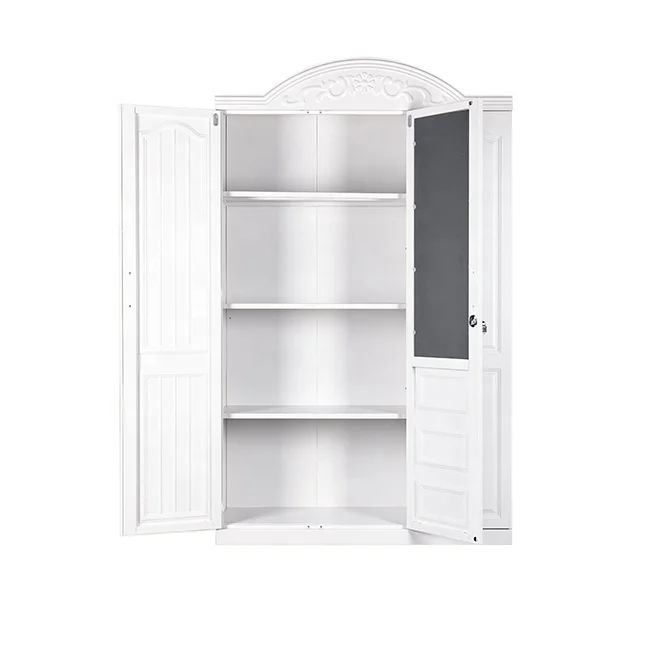 Luoyang Utop 3 doors indian style clothes wardrobe bedroom furniture embossed door steel locker with mirror storage  closet