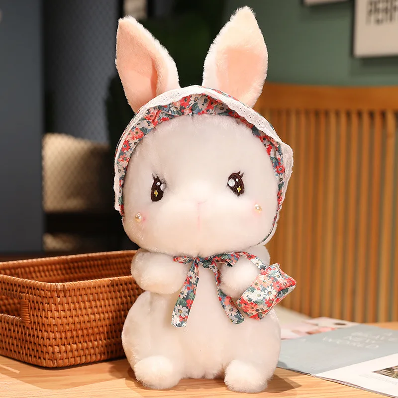 Silk scarf rabbit cute basket rabbit plush toy doll