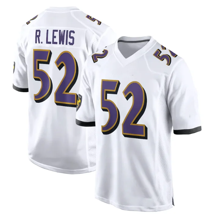 Best Team Club Uniform Stitched American Football Jerseys #8 Lamar Jackson #44 Marlon Humphrey #52 Ray Lewis Football Uniform